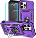 HNHYGETE for iPhone 12 Pro Max Case with Screen Protector: [Military Grade 20ft. Drop Tested] Slide Camera Cover Ring Shockproof Protective Phone Case for - iPhone 12 Pro Max (Purple) by HNHYGETE