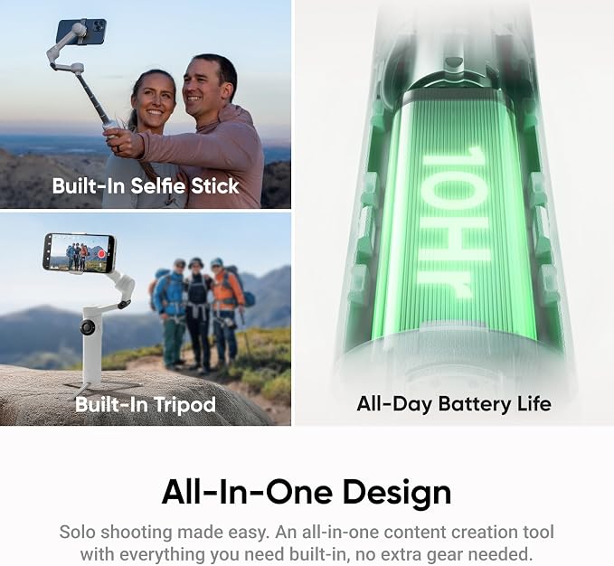 Insta360 Flow 2 Plus AI Tracker Bundle White - Foldable Phone Gimbal, AI Tracking with Any App, Multi-Person Tracking, Built-in Tripod/Selfie Stick, Remote Control, Smartphone Stabilizer, Travel - Image 3