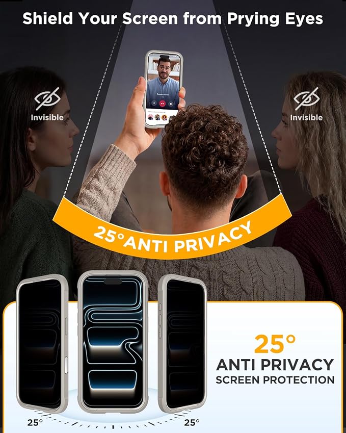 miracase for iPhone 17 Pro Privacy Series Case, Magsafe, Titanium | Built-in Privacy Screen Protector | 360° Full Protection | Colored Bezel & Clear Back | Shock-Absorbent | 6,3 Inch - Image 2