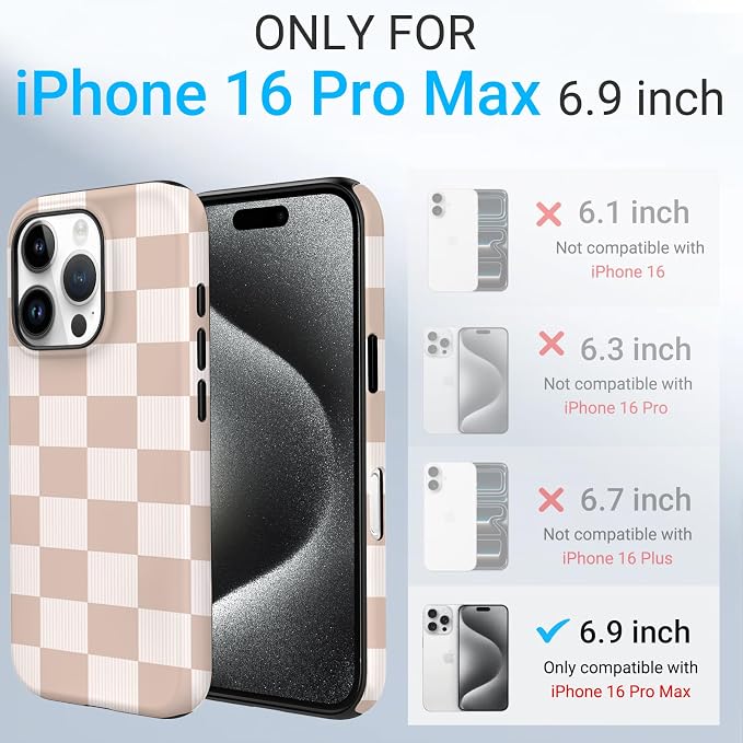 TPU Phone Case for iPhone 16 Pro Max, MagSafe Wireless Charging Compatible, Shockproof Slim Fit Protective Cover with Anti-Yellowing & Raised Camera Protection (Plaid 2, iPhone 16 Pro Max) - Image 2