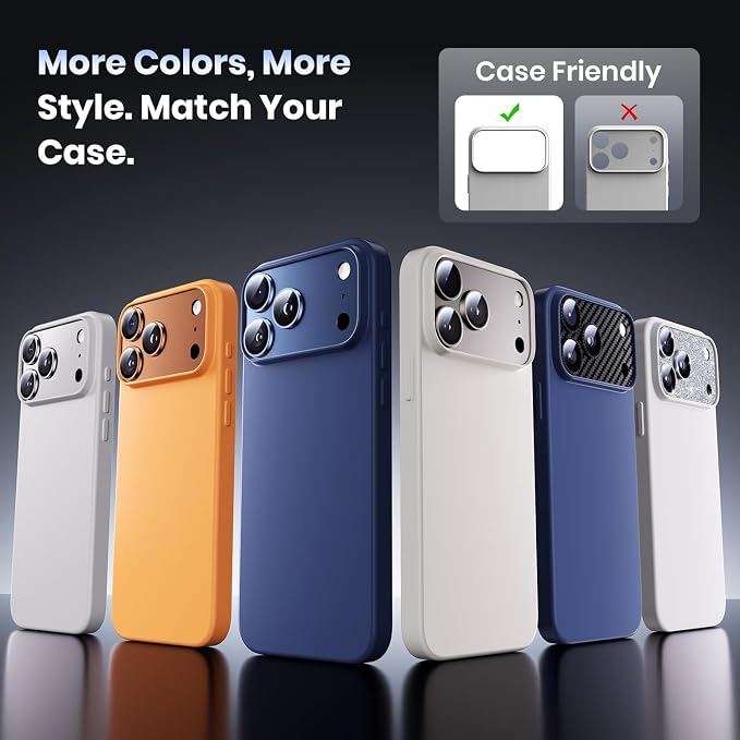 for iPhone 17 Pro Max Camera Lens Protector - 12FT Shatterproof | Military Grade Protection, Strong Adsorption, 9H+ Tempered Glass Camera Screen, Full Protective Cover, Case Friendly - Image 6