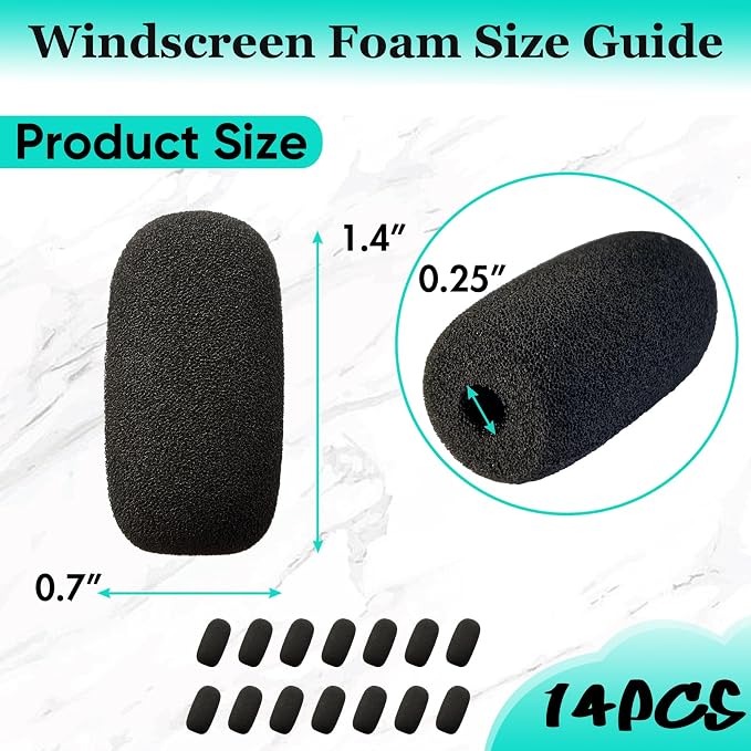 14-Pack Lavalier Microphone Foam Covers – 1.4" Windshields for Wireless Lapel Mics – Noise-Reducing Windscreens for Interviews, Podcasting, Vlogging, Video Recording - Image 3