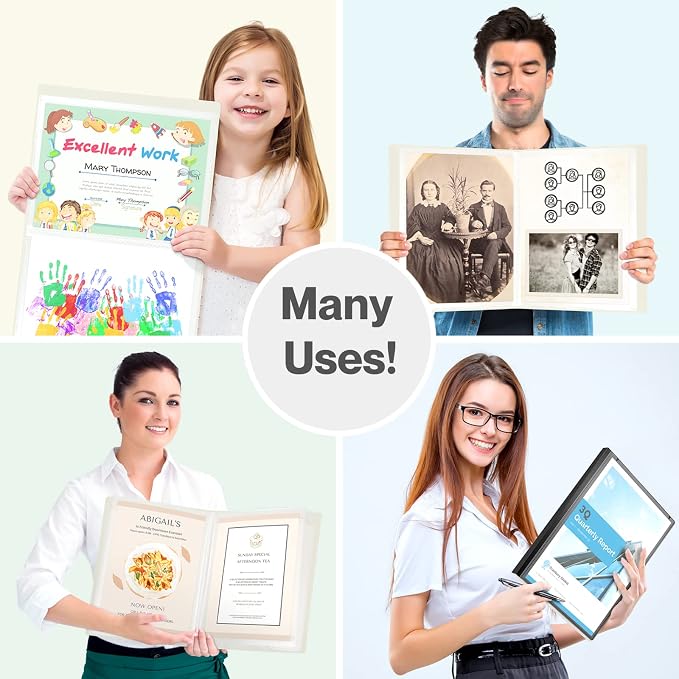 Cranbury 9x12 Presentation Book, 24 Pockets, Clear Sleeves, Black | Displays 48 Pages, Fits 9x12 & A4 Documents, Certificates, Artwork & Keepsakes, Acid-Free Portfolio Binder - Image 4