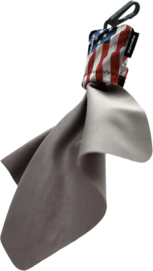 SPUDZ Ultra Microfiber Lens Cleaner with Closeable Bottom – Clip-On Pouch, Washable – for Binoculars, Scopes, Glasses, Screens | Ultra USA Flag, 6 x 6 Inch by SPUDZ