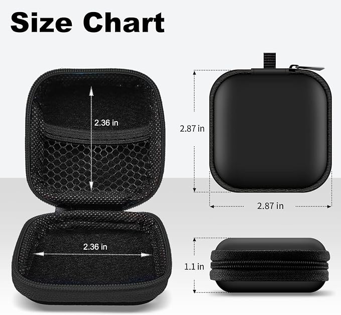 5 Pack Earbud Case Storage Bag with Carabiner for Headphones, Square | Portable EVA Carrying Case, For Wired/Wireless Headphones, SD Card Storage, Camera Chip - Image 7
