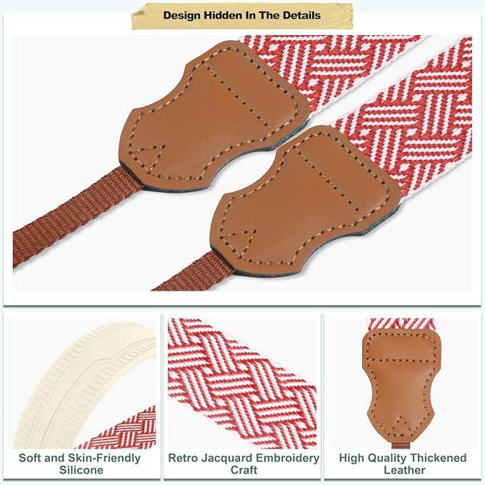 FIEIL Neck Strap Silicone Camera Straps - Padded Camera Strap, 1.5" Wide Adjustable Neck Strap - Compatible with Canon, Nikon, Sony, and More DSLR and Mirrorless Cameras (Red and White Stripes) - Image 3