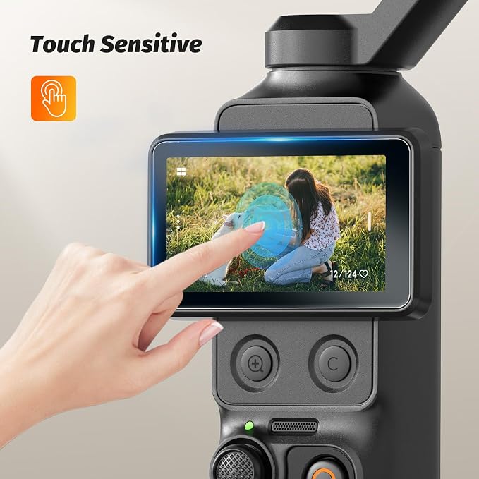 AMAZEAR Screen Protector for DJI Osmo Pocket 4P (3 Pack), Pocket 4 Pro Accessories Tempered Glass Screen Protective Cover, 9H Hardness, Ultra HD, Touch Sensitive, Bubble-Free(TGP & Frame) - Image 7