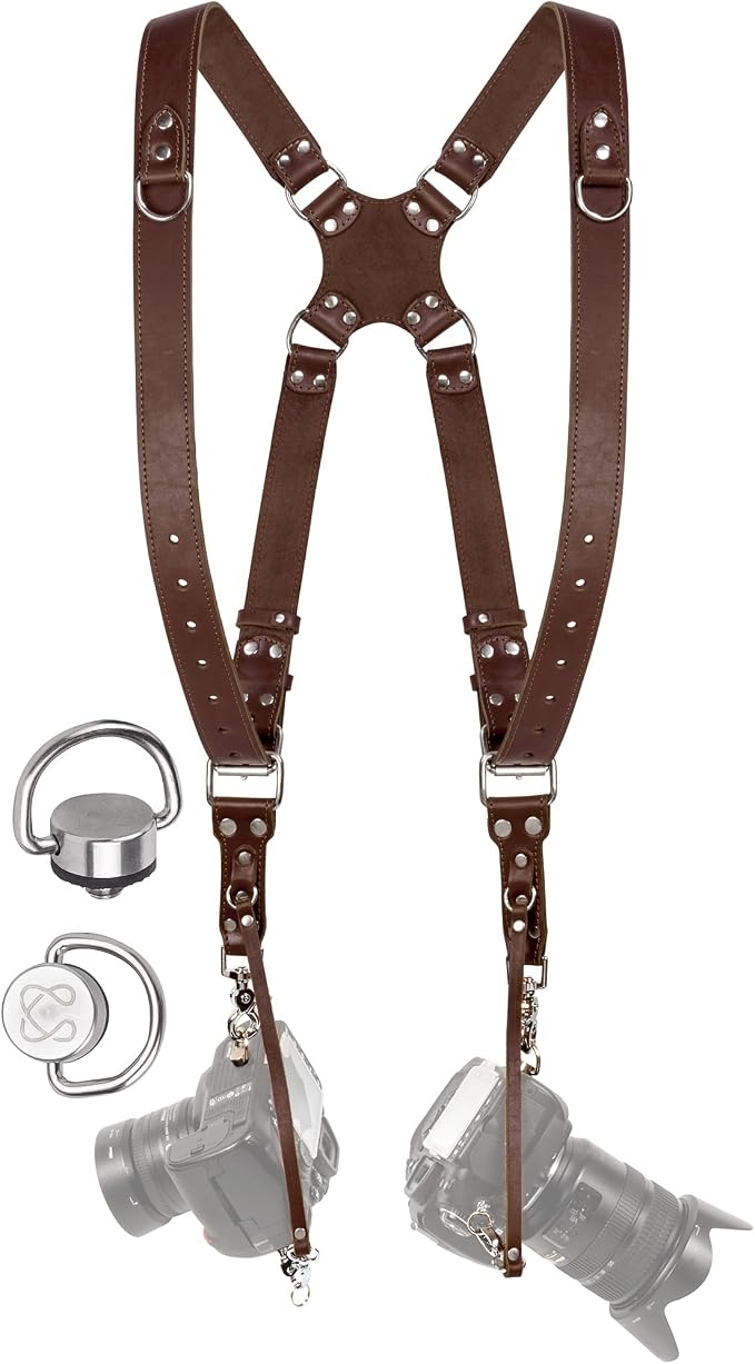 Dual Camera Harness Leather Camera Strap DSLR/SLR, All-Day Comfort by CCoiro
