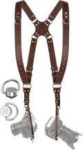Dual Camera Harness Leather Camera Strap DSLR/SLR, All-Day Comfort by CCoiro