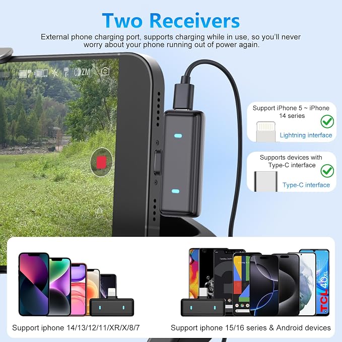 Wireless Lavalier Microphone for iPhone: for Video Recording,Podcasting & Streaming: Professional Mic with Smart Noise Reduction, 30H Battery Life - Great for Vlogging and Content Creators - Image 7