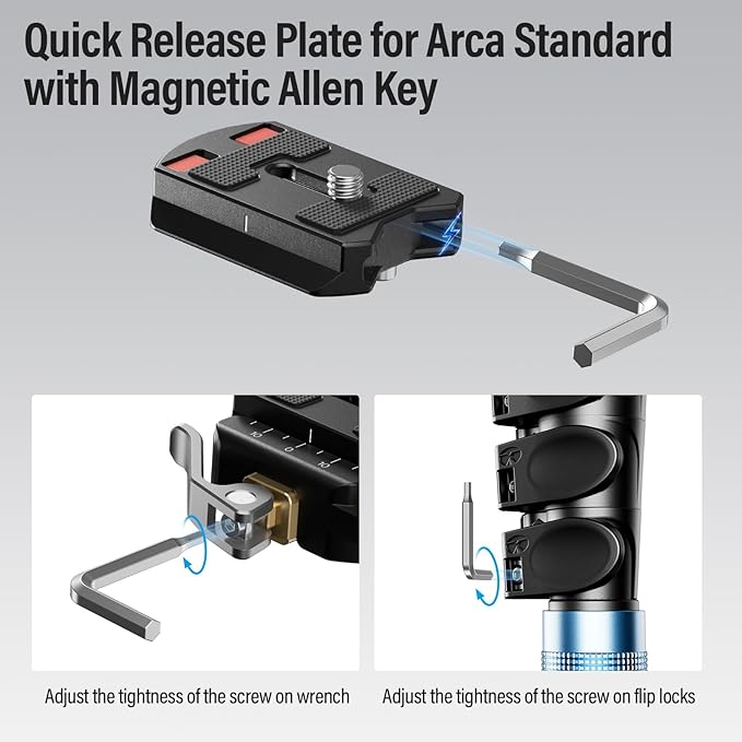 SIRUI 55mm Quick Release Plate with 360° Rotating Panoramic Head, Camera Mount Adapter with 1/4" and 3/8" Thread, Quick-Release Attach Plate for Tripod Monopod DSLR Stabilizer, QC-55P - Image 4