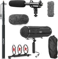 Movo Boom Mic Kit for Filmmaking – Supercardioid Shotgun Microphone, 9.8ft Boom Pole, Blimp Windscreen & Deadcat – Complete Location Sound Bundle by Movo