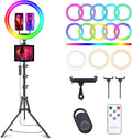 12" Selfie Ring Light with 75" Tripod Stand & 2 Phone Holder, LED Camera Ringlight with 48 RGB Colors Modes & Musical Rhythm Mode and 12 Brightness Dimmable for TikTok/Makeup/Photography/Vlog by Herrfilk
