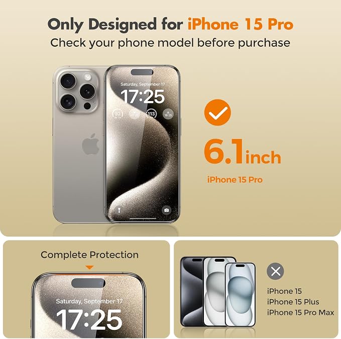 UNBREAKcable Privacy Screen Protector for iPhone 15 Pro, 2-Pack | True 28° Anti-Spy, Shatterproof Tempered Glass, 9H Hardness, Easy Install, Bubble-Free, Anti-Scratch, Case Friendly - Image 2