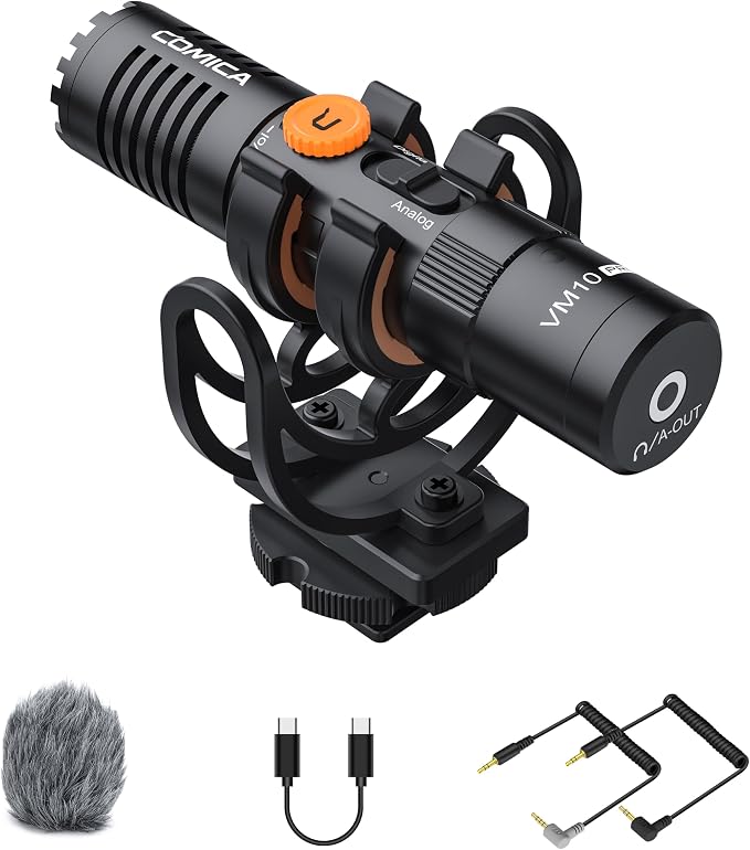COMICA VM10PRO Universal Video Microphone for Camera, iPhone, Android Phone | 3.5mm/USB-C Analog/Digital Output, Noise Cancellation, Super Cardioid Pickup, Professional Video Mic for YouTube TikTok Vlog by COMICA