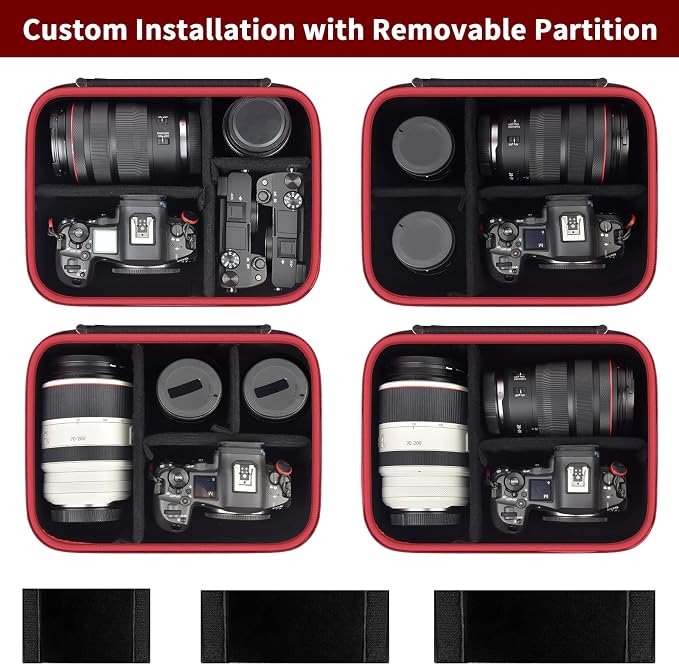Camera Case for Canon/for Sony/for Nikon DSLR SLR Cameras, Large Capacity | EOS Rebel T7/R50/R6 Mark II/R100,Alpha 7 IV/ZV-E10/A6400/A6700/A6100,D7500,Lens/ Battery/Tripod Bag, Shoulder Strap, Box Only - Image 4