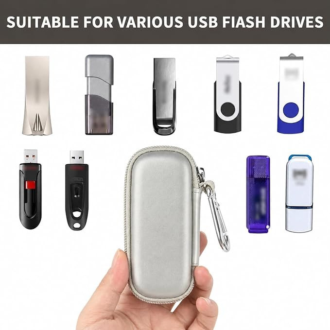 USB Flash Drive Case, SD Card/Thumb Drive/Memory Cards Holder, Bag Only | SDXC/SDHC Storage, Electronic Accessories Organizer for SanDisk / for Samsung, for Students/IT/Office/School/Travel, Silver - Image 2
