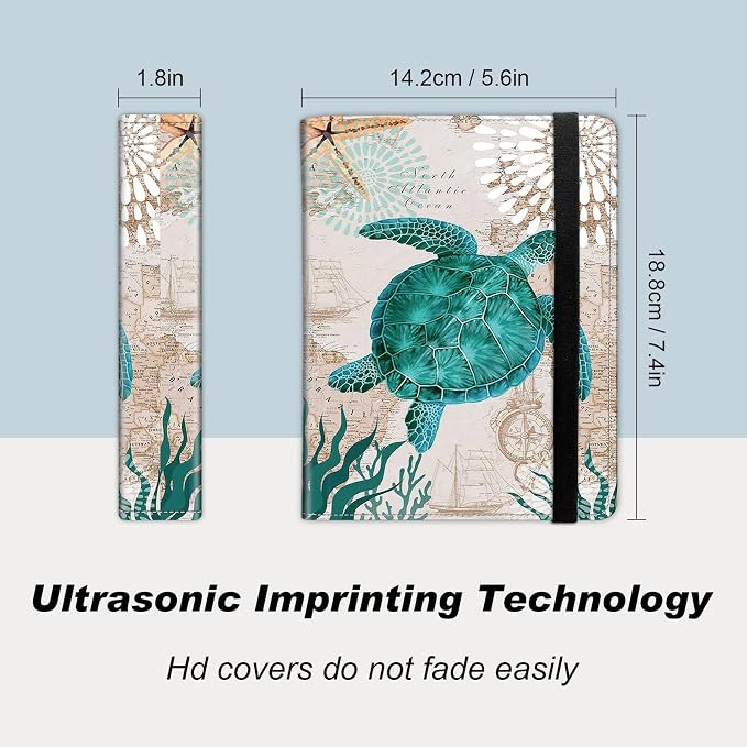 Small Photo Album 5x7, 60 Pockets Holds 120 Photos, Slip-in Pocket Photo Album with Black Elastic Band for Family Wedding Baby Travel Pictures, Cute Green Turtle - Image 2