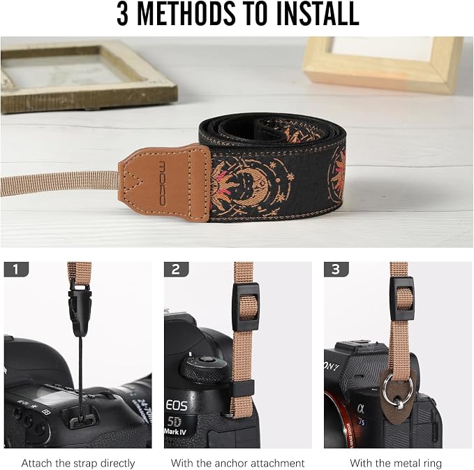 MoKo Camera Strap Compitable with Canon/Sony/Nikon/Minolta/Panasonic/DSLR | Cotton Vintage Camera Strap,Adjustable Neck Shoulder Strap,for Camcorder,Binoculars,for Adults Kids, Helios Moon God - Image 3