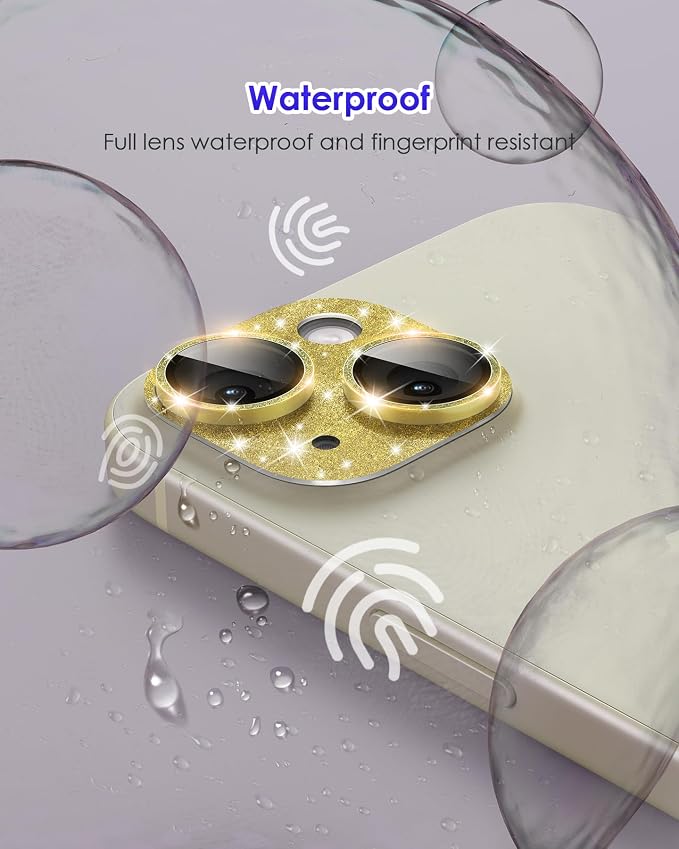 Compatible for iPhone 15/ iPhone 15 Plus/iPhone 14/ iPhone 14 Plus Camera Lens Protector GL-Plus Aluminium Alloy Ring 9H Tempered Glass Screen Camera Cover GL-Gold - Image 8