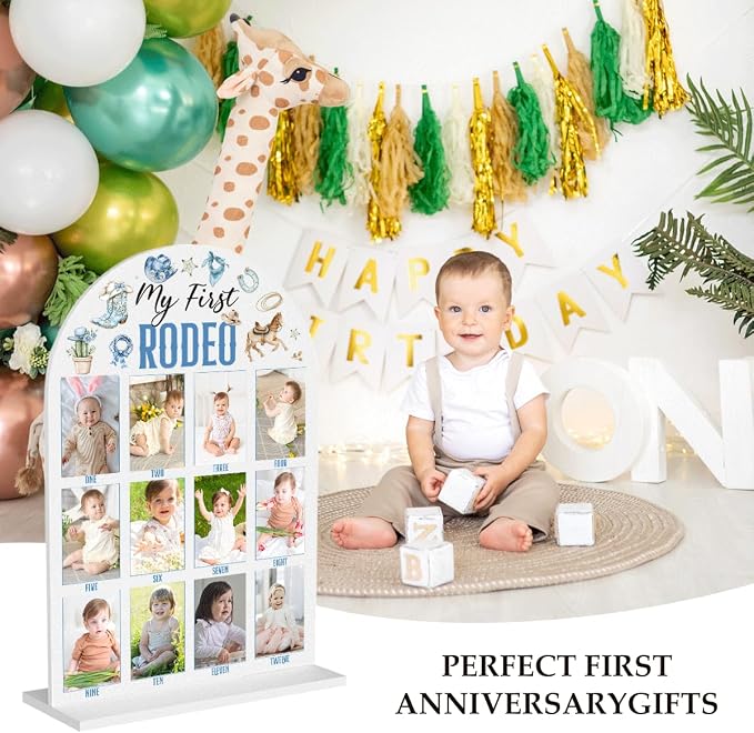 My First Year Photo Board Baby Milestone Signs One Year of Baby Photo Board, Best Babies Keepsake 10x14 Inches Acrylic Sign Decor Fits 2" x 3" Photo A08 - Image 3