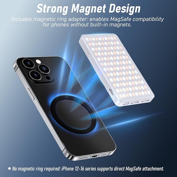 Magnet Phone Light, 160 LED Dual Side Selfie Light Compatible with iPhone Magsafe, 3 Lighting Adjustment Modes, Selfie Lights for iPhone/iPad/Camera/Photography/TikTok/Vlog/Video/Zoom Calls - Image 3