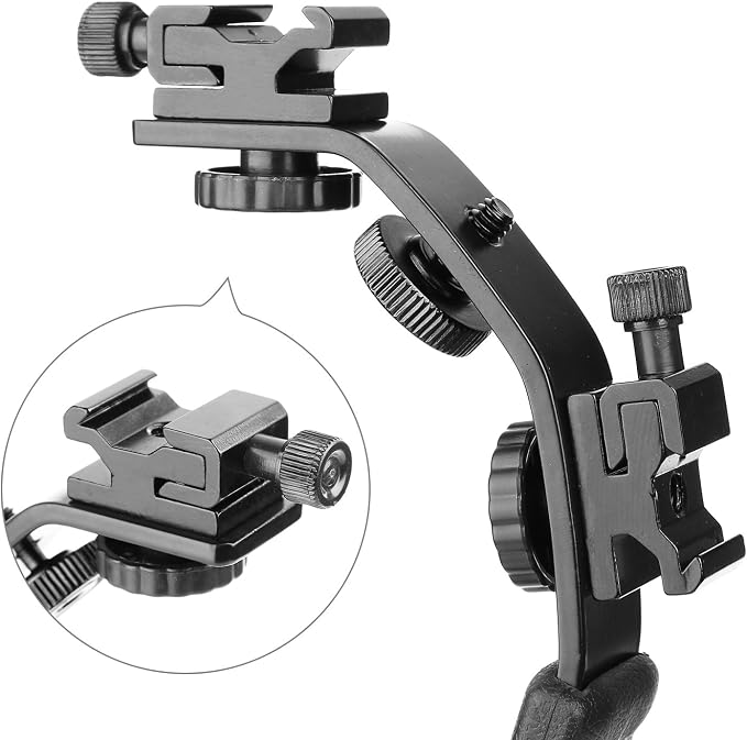 ChromLives Camera L Bracket Mount Video Grip L-Bracket with Dual Flash Cold Shoe Mount 1/4'' Tripod Screw, Heavy Duty Padded Hand Grip for DSLR Camera Camcorder (Updated) - Image 5