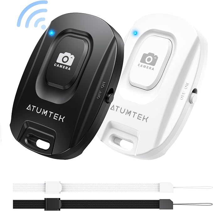 ATUMTEK Camera Remote Shutter for iPhone and Android Smartphones (2 Pack), Wireless Phone Remote Control Selfie Button for Photos and Videos (Bluetooth 5.2), Wrist Strap Included, Black & White - Image 8