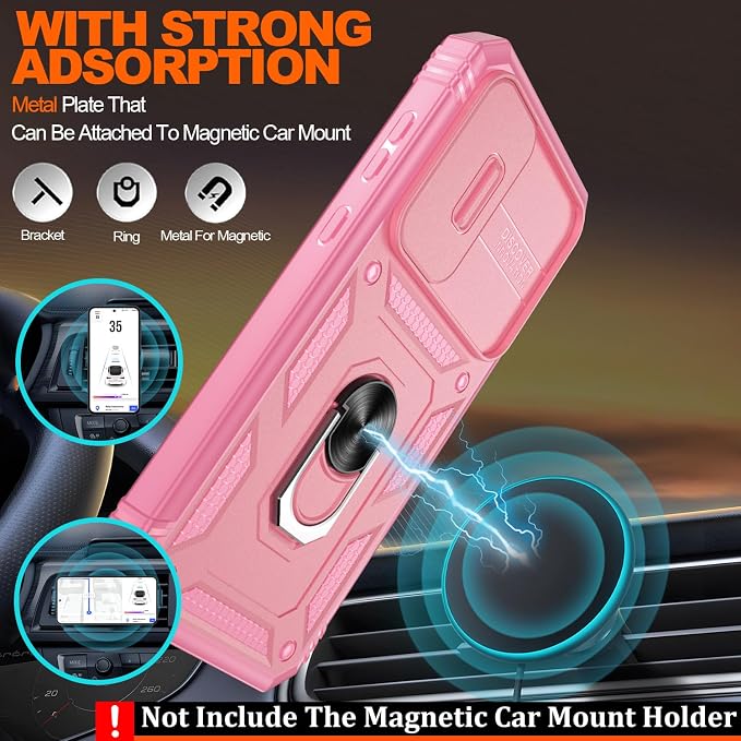 Gritup for Galaxy A35 5G Case Military-Grade Shockproof with Kickstand Pink | with 2 PCS Screen Protector, Slide Camera Cover, Heavy Duty Outdoor Protection Funda para A 35 Phone Cover, Pink - Image 5