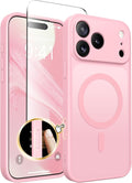 CAPRARO for iPhone 17 Pro Max Case, Compatible with MagSafe | Upgraded [Full Camera Protection] Protective Translucent Matte Women Girl Magnetic Phone Case Cover, Peach Pink by CAPRARO