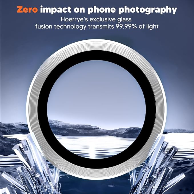Hoerrye for Samsung Galaxy S24 Ultra Camera Lens Protector - Silver | Top 9H+ Tempered Glass, 12FT Military Grade, Case Friendly, Invisible Fit, Camera Screen Protector Cover Accessories - Image 3