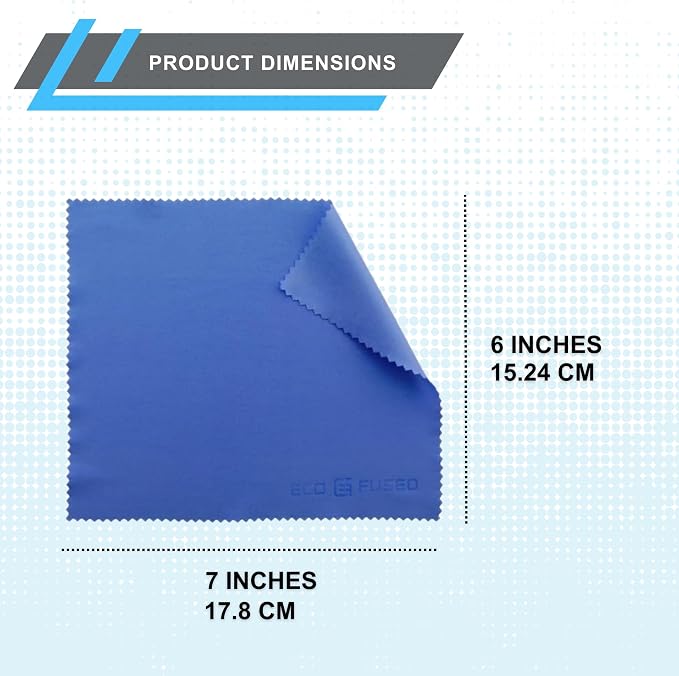 Eco-Fused Microfiber Cleaning Cloth - 7x6'' Microfiber Cloth - Pack of 6 Blue Lens Cleaning Wipes - Cleaning Cloth for Glasses, Eyeglasses, Camera Lens & Phones - Image 4
