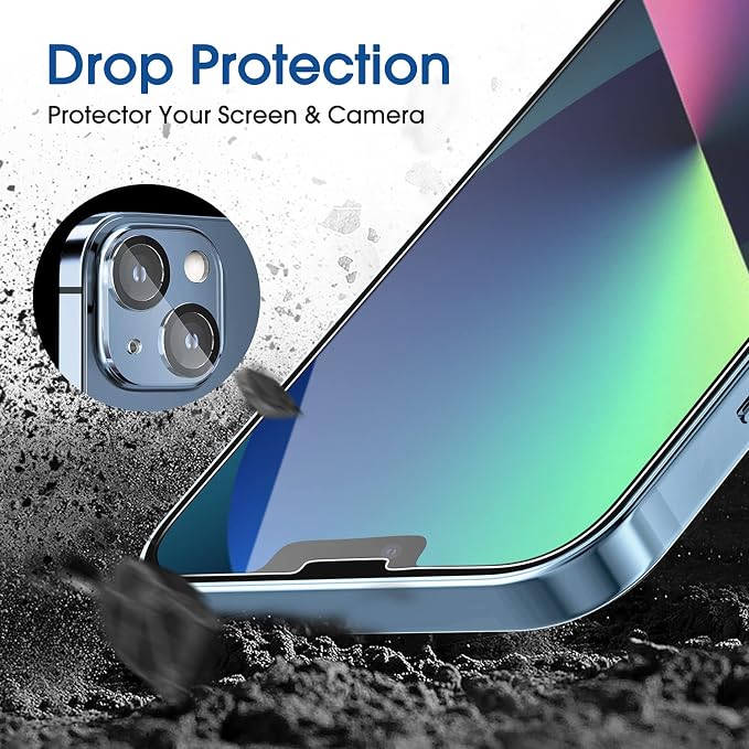 amFilm OneTouch for iPhone 13/13 Pro Screen Protector 6.1" Tempered Glass | Auto-Alignment, 30s Install, Bubble Free, Scratch & Drop Protection, HD Clear, Camera Lens Protector[2+2 Pack] (13-6.1'') - Image 5