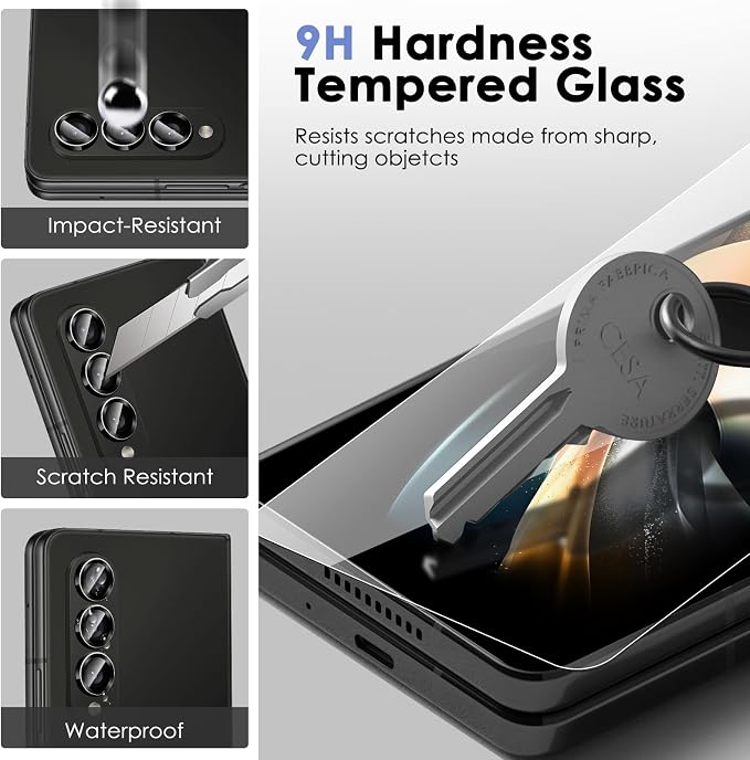 Fotbor [3+3+3 Pack Screen Protector Set for Samsung Galaxy Z Fold 4 - Including Inner Screen Flexible Film, Back Screen Tempered Glass Protector and 1 Set of Camera Lens Protector - Image 6