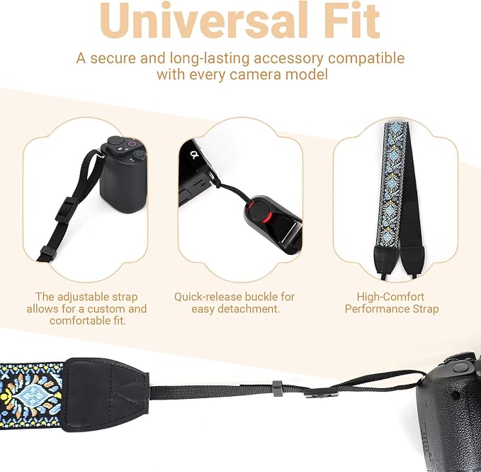 Camera Strap Neck Shoulder Strap with Quick Release Buckles for DSLR SLR - Image 3