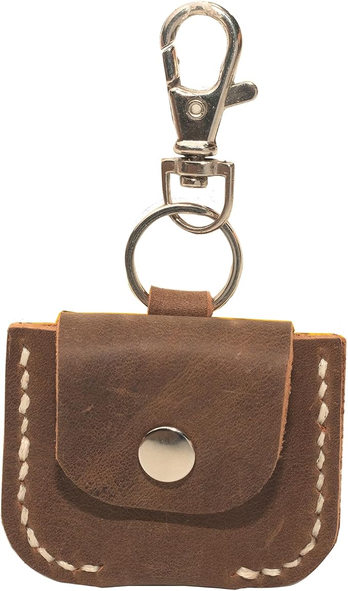 Premium Handcrafted Brown Leather Memory Card Holder Case with Snap Closure Organize SD, MicroSD Cards & Adapters Durable Storage for Photographers, Videographers & Digital Media Enthusiasts (Brown) by JingRongDaHandicraftStudio