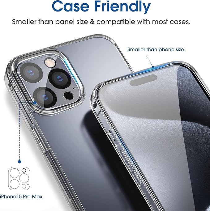 amFilm OneTouch for iPhone 15 Pro Max Screen Protector 6.7'' Tempered Glass | Auto-Alignment, 30s Install, Bubble Free, Scratch & Drop Protection, HD Clear, Camera Lens Protector, 2+2 Pack (15P-6.7'') - Image 5