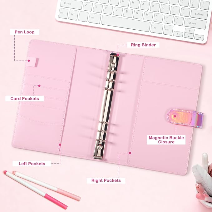 A5 Kpop Photocard Binder with 30 Pack 4-Pocket Card Pages, 6 Ring A5 Binder Card Collector Album with 240 Card Slots,PU Leather Binder Cover with Magnetic Buckle Closure for Organizing Trading Card - Image 6