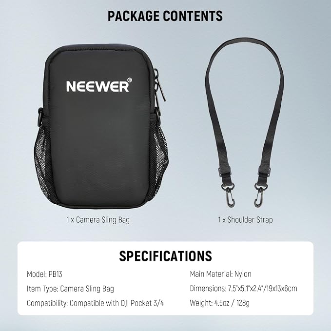 NEEWER Camera Sling Bag, Water Resistant Lightweight Compact Travel Case Crossbody for Photographers, Compatible with DJI Osmo Pocket 4 3 iPhone DSLR Mirrorless Small Photography Accessories, PB13 - Image 8