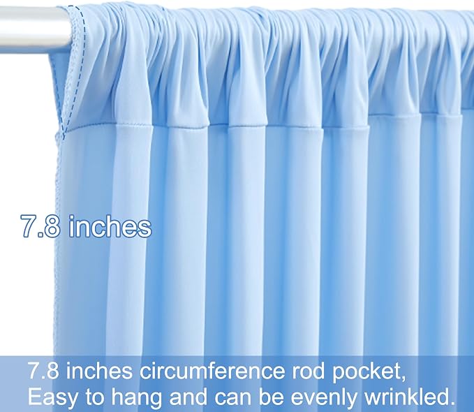 4 Panels Baby Blue Backdrop Curtains for Wedding Party Wrinkle Free Backdrops Curtain Drapes Fabric Decorations Photo Back Drop Cloth for Baby Shower Photography Stage Reception 20ft(W) x 12ft(H) - Image 6