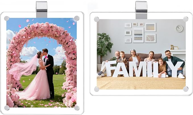 2 Pack Magnetic Car Visor Photo Holder – Personalized Acrylic Clip for Family, Pets, Travel Pictures – Easy Snap-On Car Accessory for Sun Visor (2 Pack, 3.5''x4.4'') by Unknown