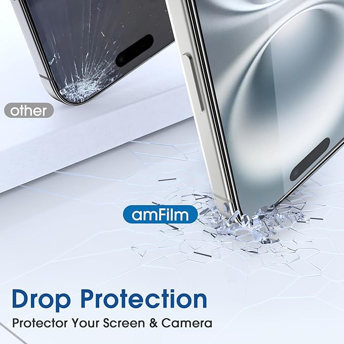 amFilm OneTouch for iPhone 16 Screen Protector 6.1'' Tempered Glass | Auto-Alignment, 30s Install, Bubble Free, Scratch & Drop Protection, HD Clear, Camera Lens Protector[2+2 Pack] (16-6.1'') - Image 6