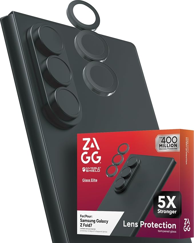 ZAGG Glass Elite Anti-Reflective Samsung Galaxy Z Fold7 Camera Lens Protector – Anti-Glare Technology, Maximum Impact & Scratch Resistance, InvisibleShield, Smudge-Free Surface, Recycled Materials by Unknown