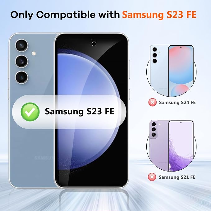 3+3 for Samsung Galaxy S23 FE 5G Privacy Screen Protector Camera Protector | 9H Tempered Glass Cell Phone Protector Camera Lens Protector - Image 2
