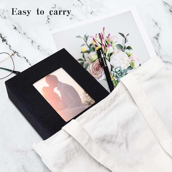 Vienrose 4x6 Photo Album,100 Pockets,Linen Cover with Window,Black | Cover Window, Acid Free Pages, Linen Hardcover, Baby Wedding Family Photos - Image 4