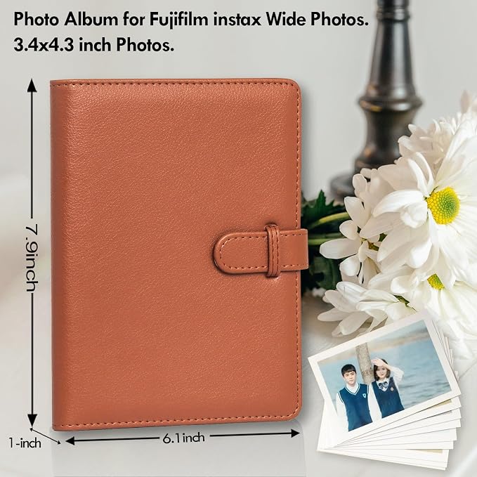 Rieibi Photo Album for Fujifilm Instax Wide210/Wide300/Wide400 Camera, 3.4x4.3 Inch Wide Film 80 Pockets PU Leather Photo Frame for Instax Wide 400 Album, Album for Instax Wide series - Image 2