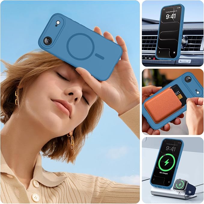 Miracase Magnetic for iPhone Air Case, Silicone, Capri Blue | Compatible with MagSafe, Soft Microfiber Lining,Silicone Shockproof Drop Protection Phone Case for 17 Air - Image 5