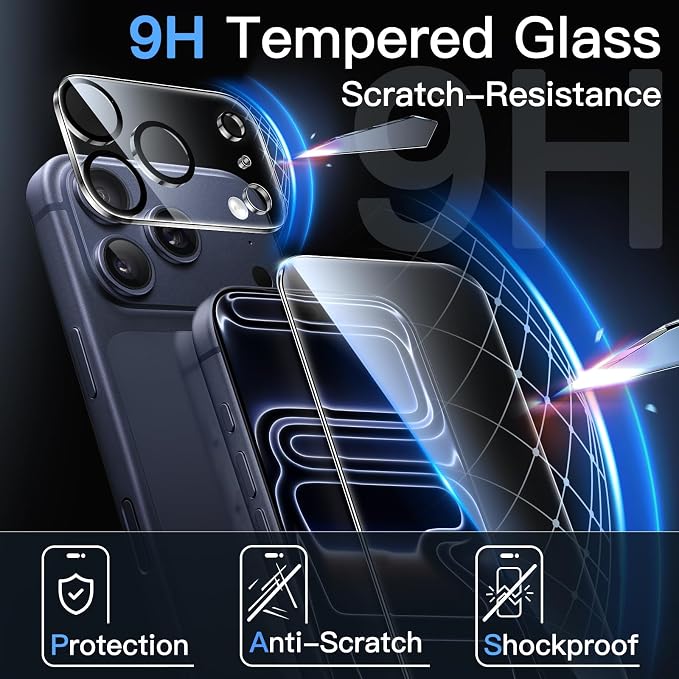 JETech Screen Protector for iPhone 17 Pro, 2+2 Pack | with Camera Lens Protector, HD Clear Tempered Glass, Anti-Scratch Protection, Easy Installation Tool - Image 3