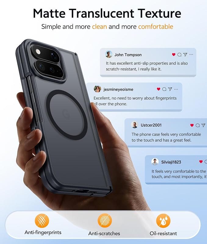 FNTCASE for Google Pixel 11 Pro Fold Case, Hinge Protection, Translucent | Fit for Magsafe, 18FT Military Grade Drop Proof, Protective Tough Phone Cover, Anti Slip, Matte, Black - Image 5
