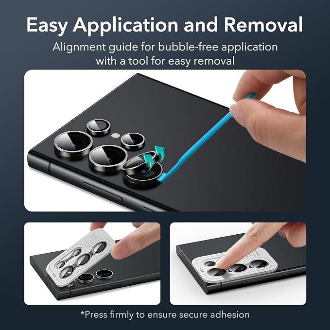 ESR for Samsung Galaxy S24 Ultra Camera Lens Protector, 1 Pack, Black | Individual Camera Cover, 9H Tempered Glass, Original Camera Clarity, Scratch-Resistant, Case Friendly - Image 6